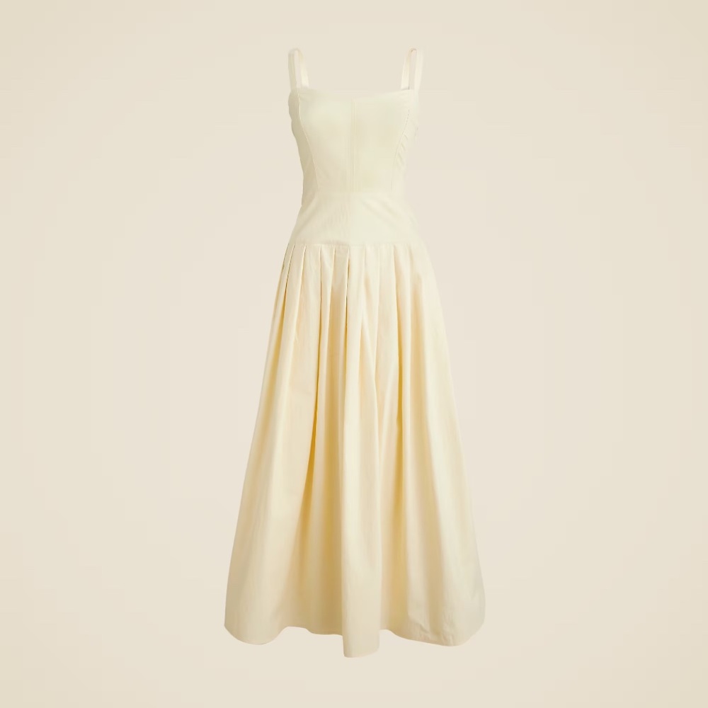 NWT Pleated drop-waist dress in crinkle cotton blend - Picture 3 of 8